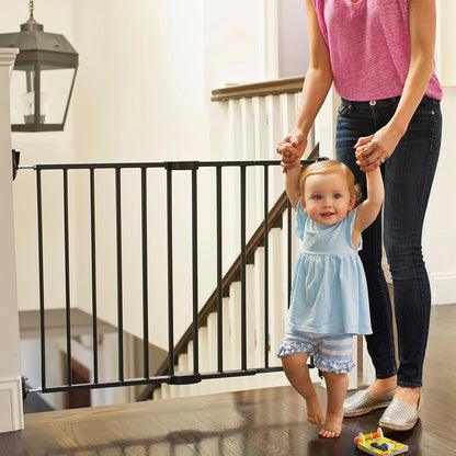 Munchkin Push to Close Baby Gate, Hardware Mounted Safety Gate for Stairs, Hallways and Doors, Extends 28.5 inch to 45 inch Wide, Metal, Dark Grey