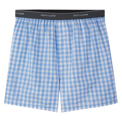 Fruit of the Loom Men's 5 Pack Exposed Waistband Assorted, Blues Boxer, Size Small