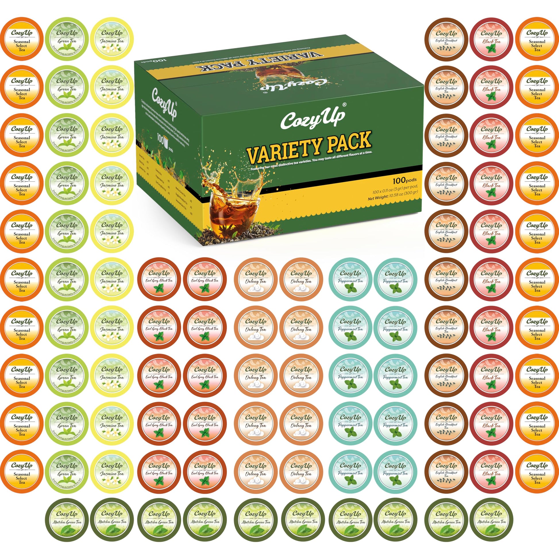 Cozy Up 100-Count Tea K-Cup Variety Pack - 10 Flavors for Keurig Brewers