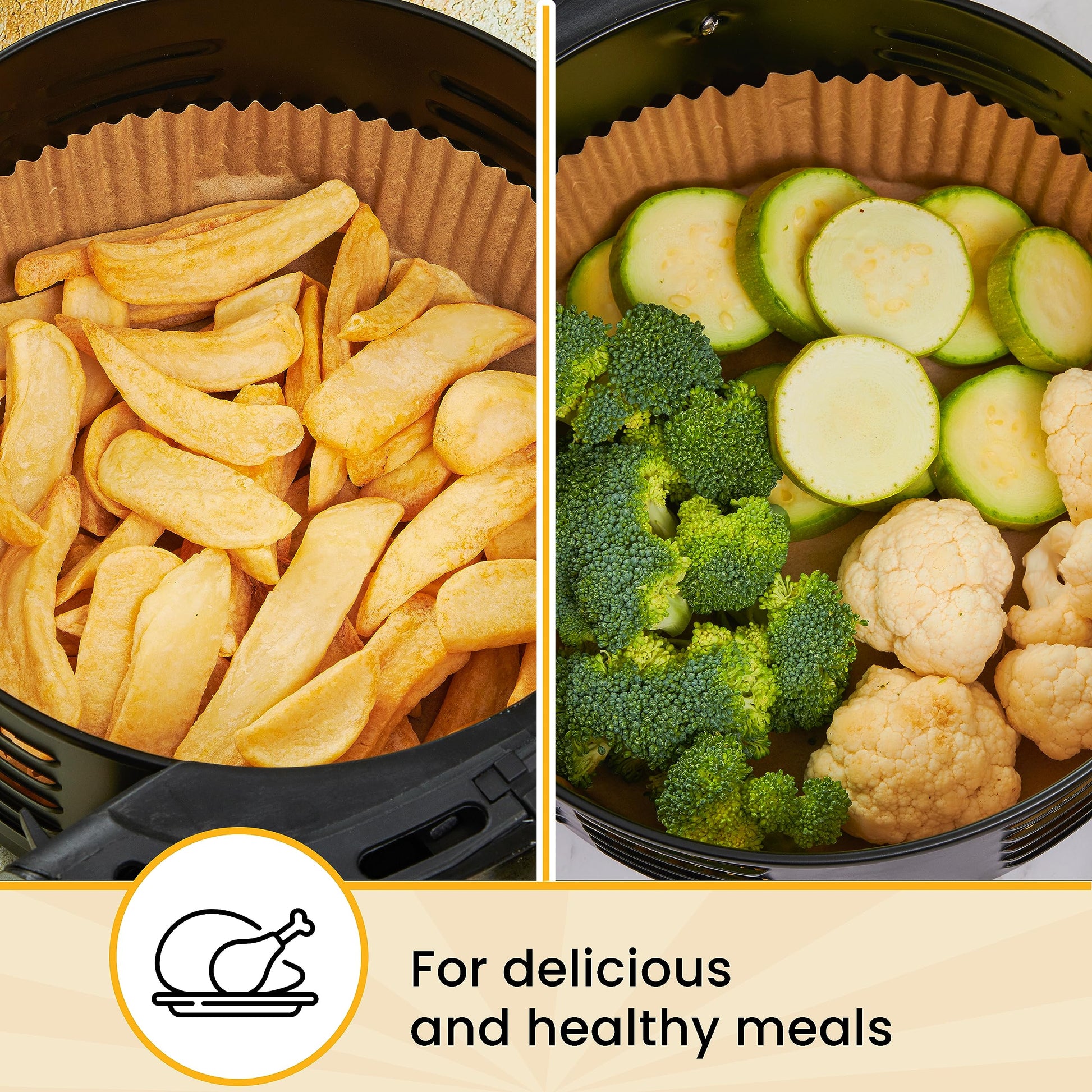 Baker's Signature Disposable 8" Round Air Fryer Parchment Paper Liner, 250 Pcs - Compatible with Up to 5.8 qt Baskets (Package May Vary) - Available at All In One Marketplace Canada