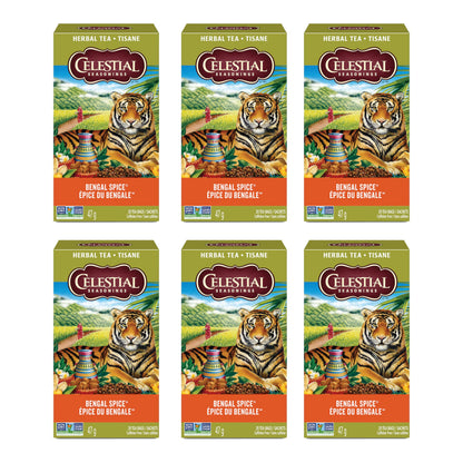 Celestial Seasonings Bengal Spice Herbal Tea, Caffeine Free, 20 Tea Bags Box, 6-Pack