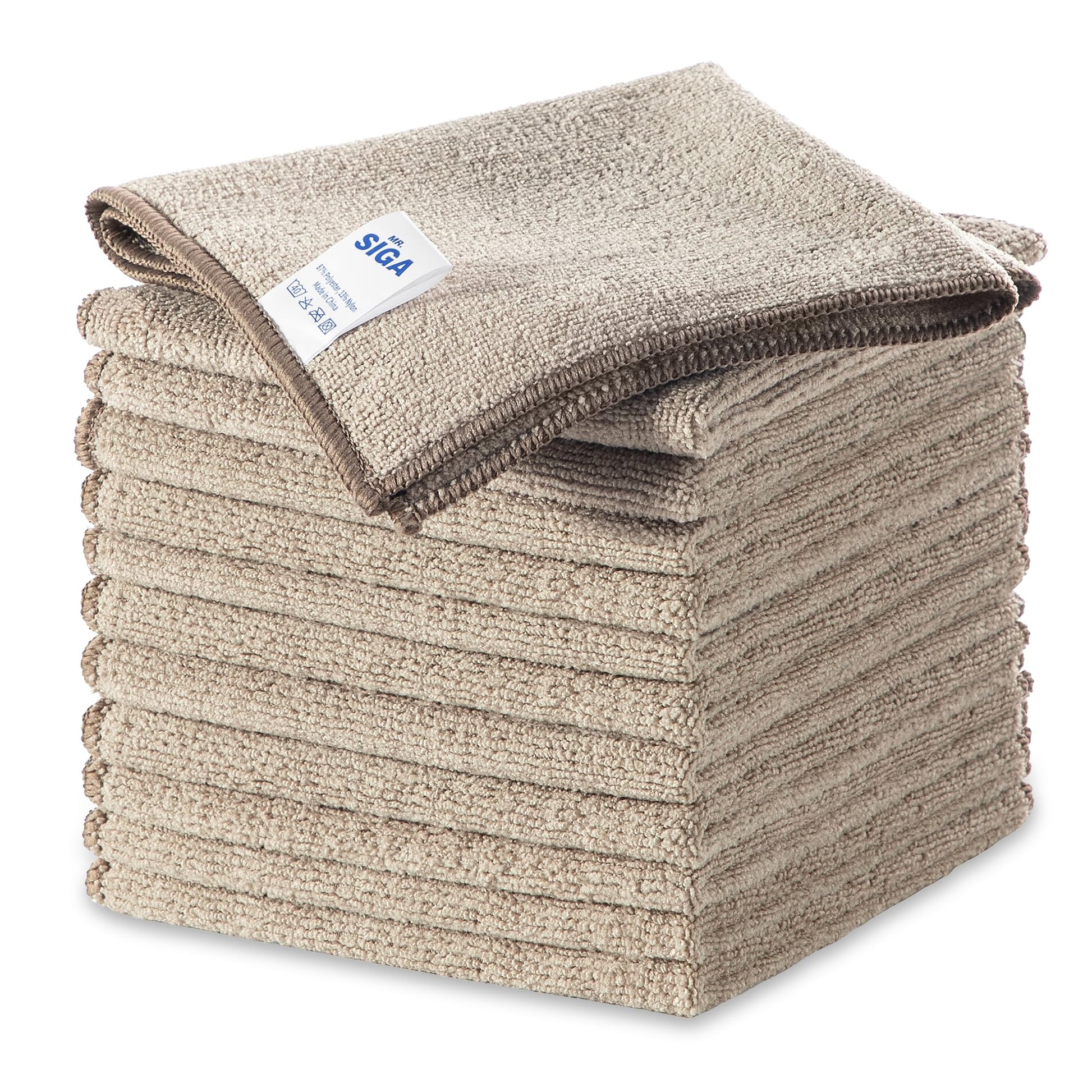 MR.SIGA Microfiber Cleaning Cloths, All-Purpose Surface Microfiber Towels, Streak Free Cleaning Rags, Pack of 12, Coffee, Size 32 x 32 cm(12.6 x 12.6 inch) - Available at All In One Marketplace Canada