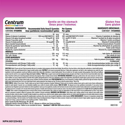 Centrum Prenatal Multigummies with DHA and Folic Acid, Postpartum Multivitamin and Mineral Supplement, 60 count, 30 day supply. - Available at All In One Marketplace Canada
