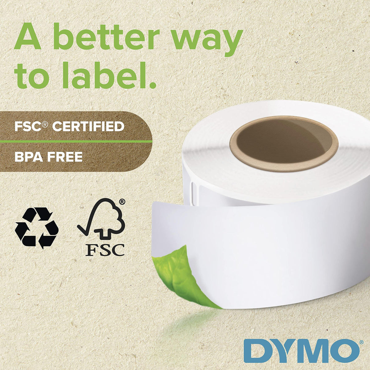 DYMO LW Shipping Labels for LabelWriter Label Printers, 2-1/8" x 4" (54 x 104 mm) Stickers, Black Print, White Label Maker Tape, 1 Roll of 220