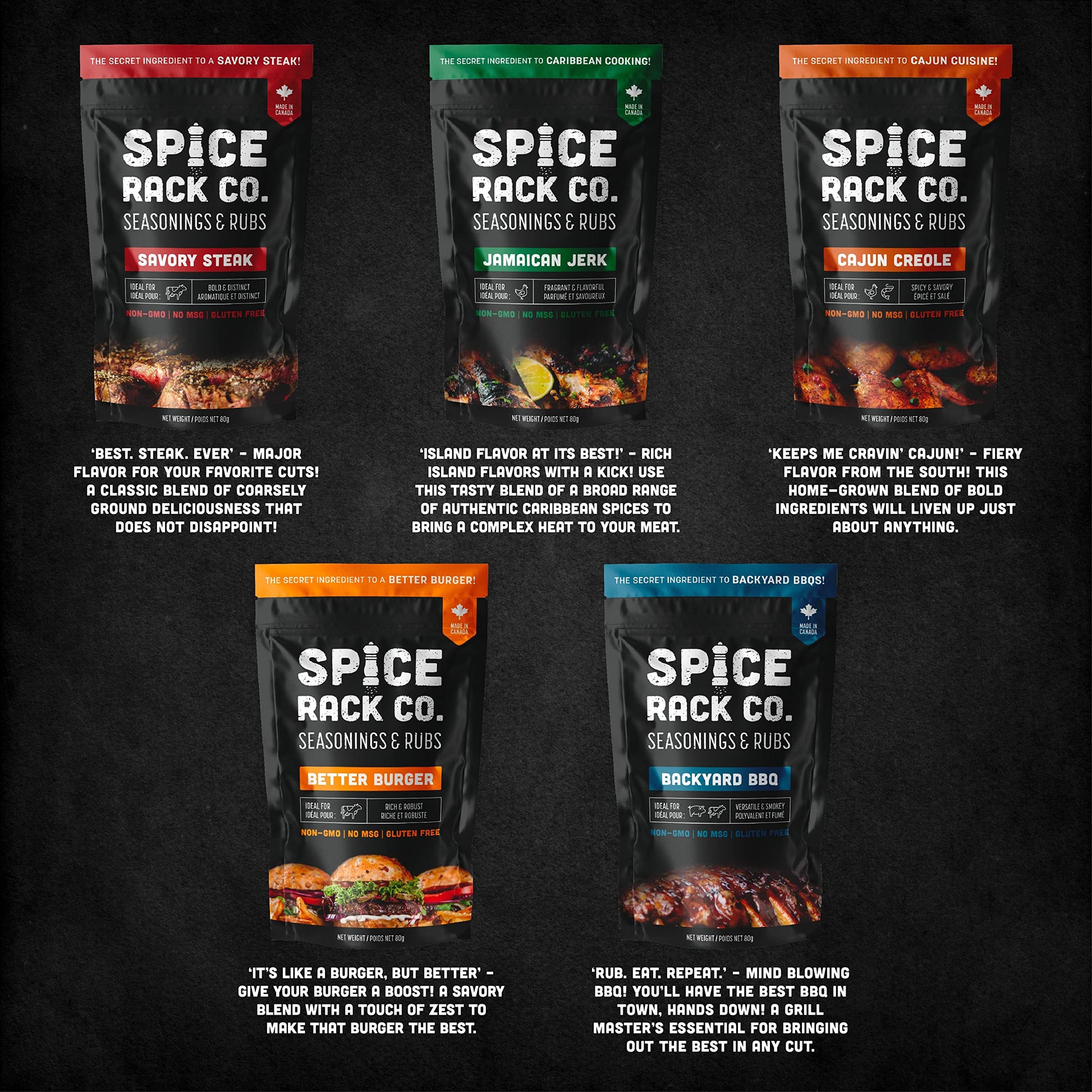 Spice Rack Co. BBQ Rubs & Seasonings Collection - 5-Pack Smoker & Grill Spice Set