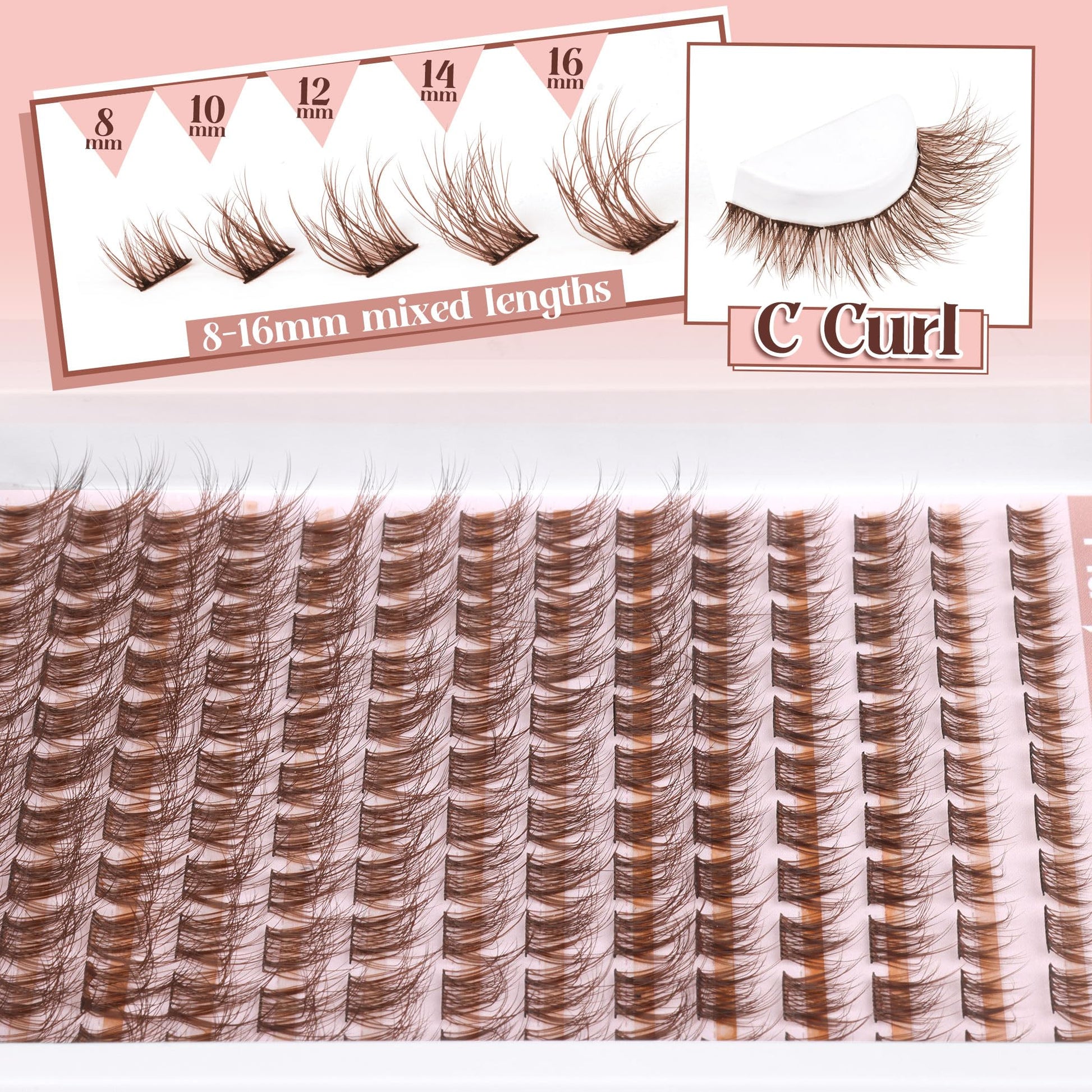 Brown Lash Clusters Natural Lash Extensions Wispy Eyelash Clusters 154 Pcs C Curl Lashes Clusters for Everyday Wear Beginner Friendly Dark Brown Cluster Eyelash Extensions by Mavphnnee - Available at All In One Marketplace Canada