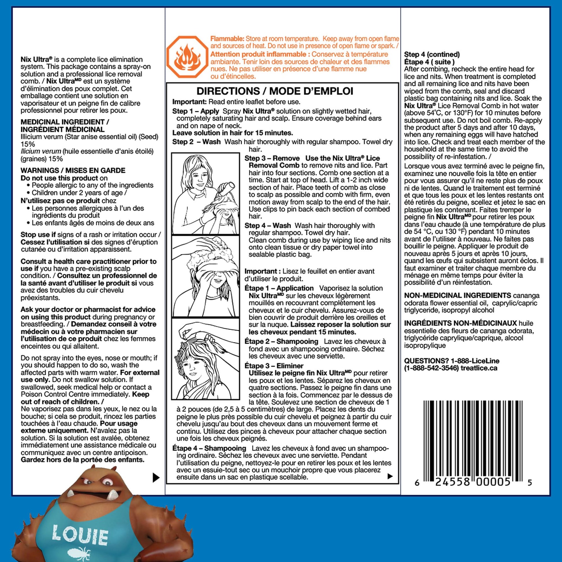 Nix Ultra, Kills Lice, Pesticide Free (With Lice Comb) - 1pk (59mL) - Effective Head Lice Treatment - Available at All In One Marketplace Canada