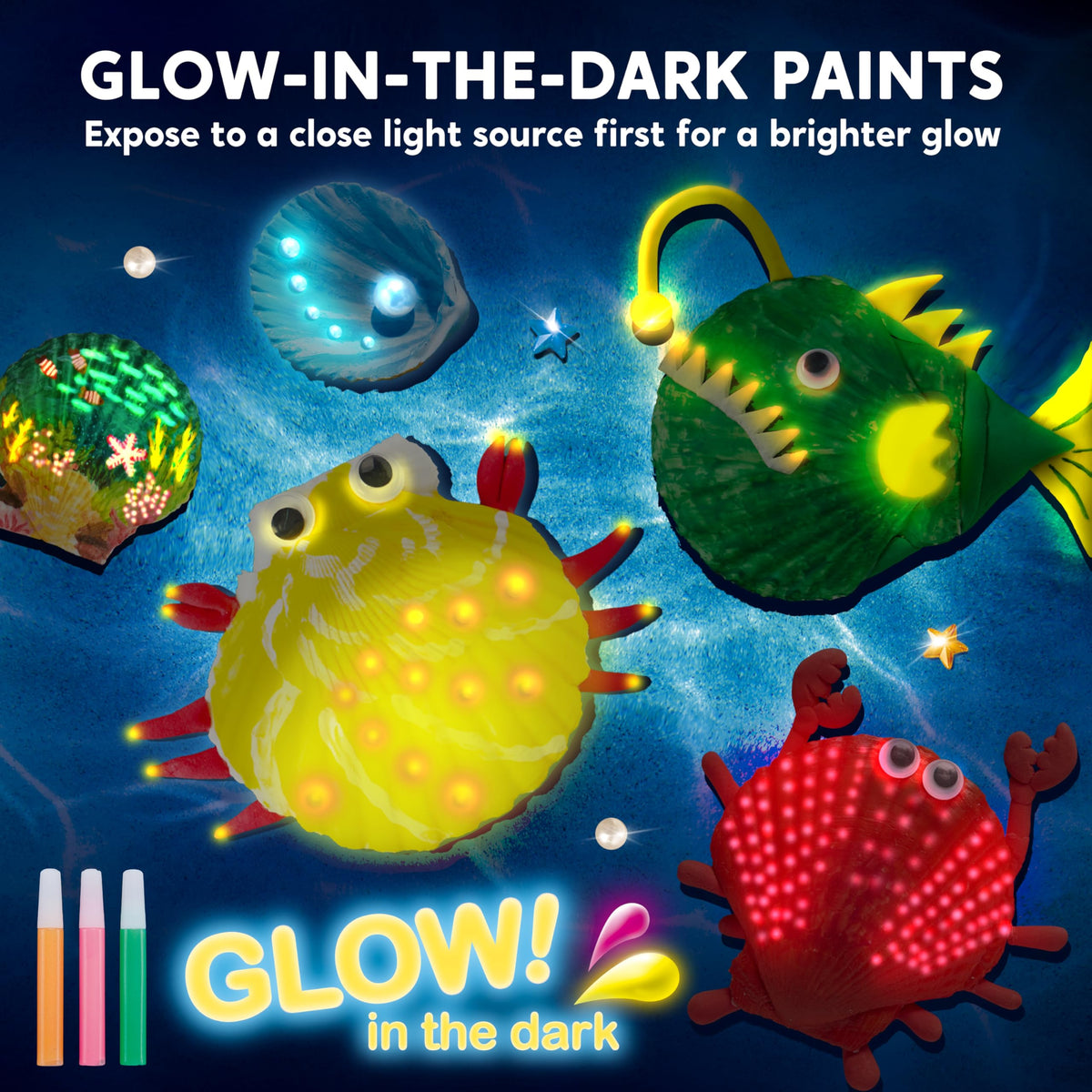12 Kids Sea Shell Painting Kit-Glow in The Dark-Arts & Crafts for Boys and Girls Ages 6-12, 8-12, Art Supplies, Craft Paint Kits, Creative Art Toys for Kids Easter Christmas Birthday Party Gift 🍁 All In One Marketplace Canada