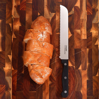 Bread Knife, Serrated 8 inch Bread Knifes for Homemade Bread Sourdough, Blade Razor Sharp and Wavy Edge from Professional Stainless Steel Omesata - Available at All In One Marketplace Canada