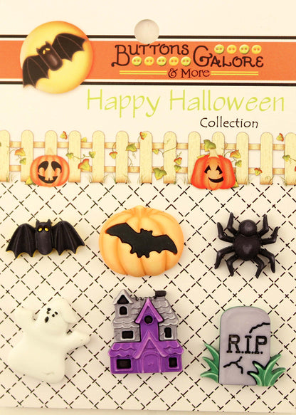 Buttons Galore HHGROUP Happy Halloween - Lot de 6 cartes de boutons
