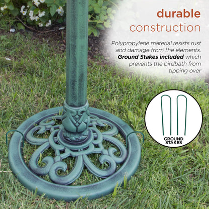 Alpine Corporation 28" Tall Outdoor Birdbath with Scrollwork Decoration Yard Statue 🍁 All In One Marketplace Canada