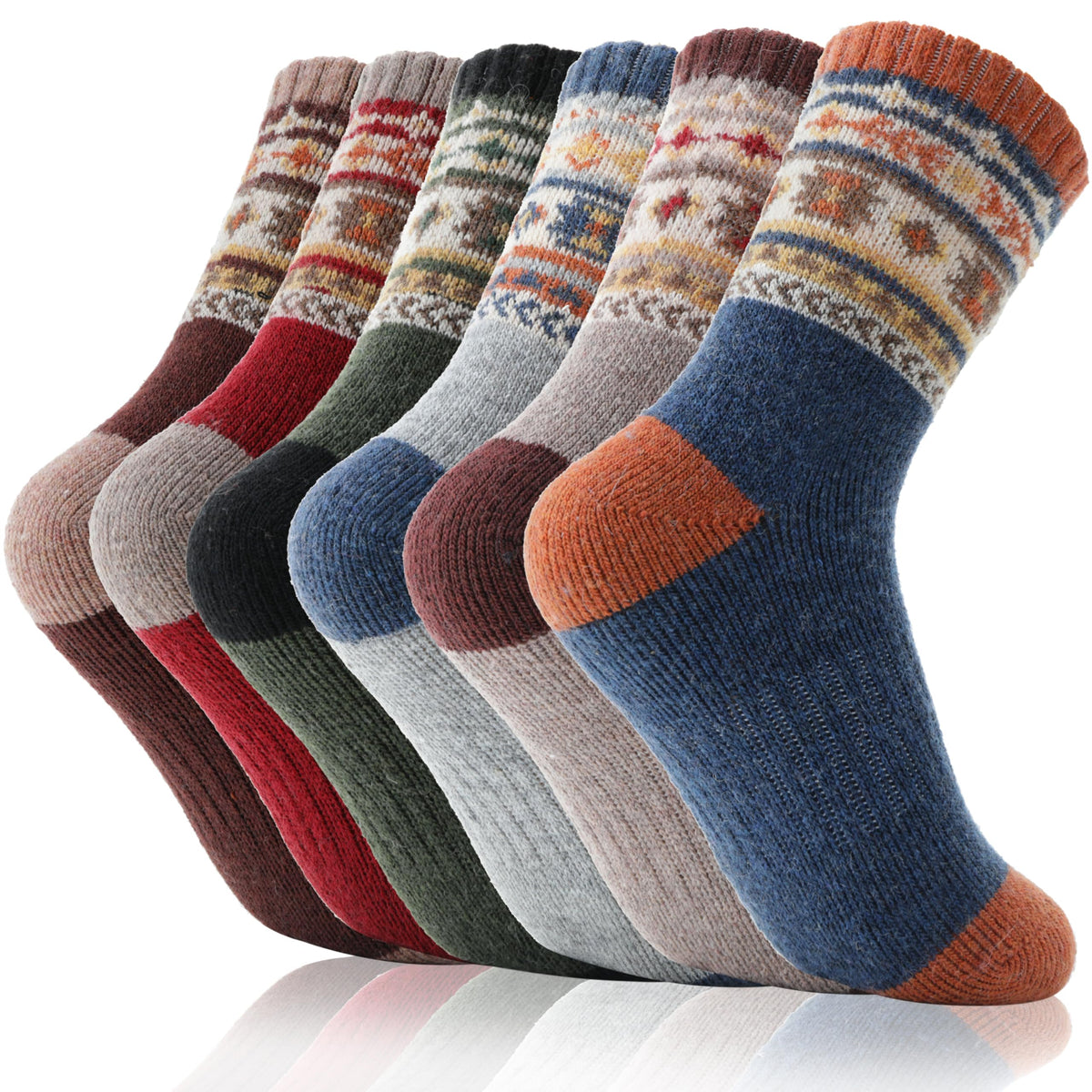 Kids Merino Wool Hiking Socks Boys Toddlers Thermal Winter Thick Warm Crew Cushion Socks Gift Stocking Stuffers for Kids 6 Pairs 4 5 6 7 8 9 10 11 12 Years(Vintage,1-3 Y) 🍁 All In One Marketplace Canada