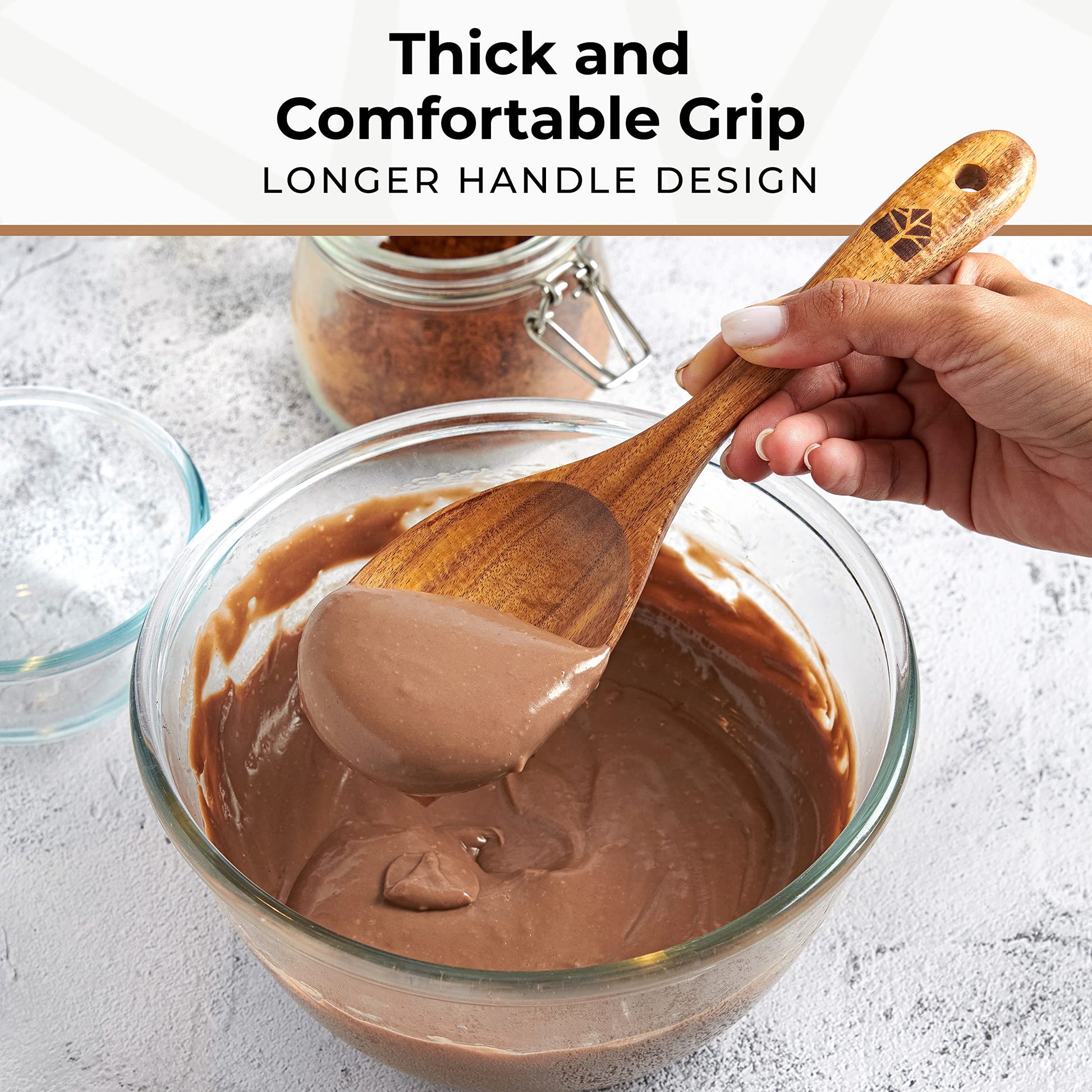 Wooden Spoons for Cooking – Wooden Kitchen Utensils Set, 6 Pcs Teak Wood Utensil Set – Comfortable Grip Non–Stick Wooden Cooking Utensils - Available at All In One Marketplace Canada