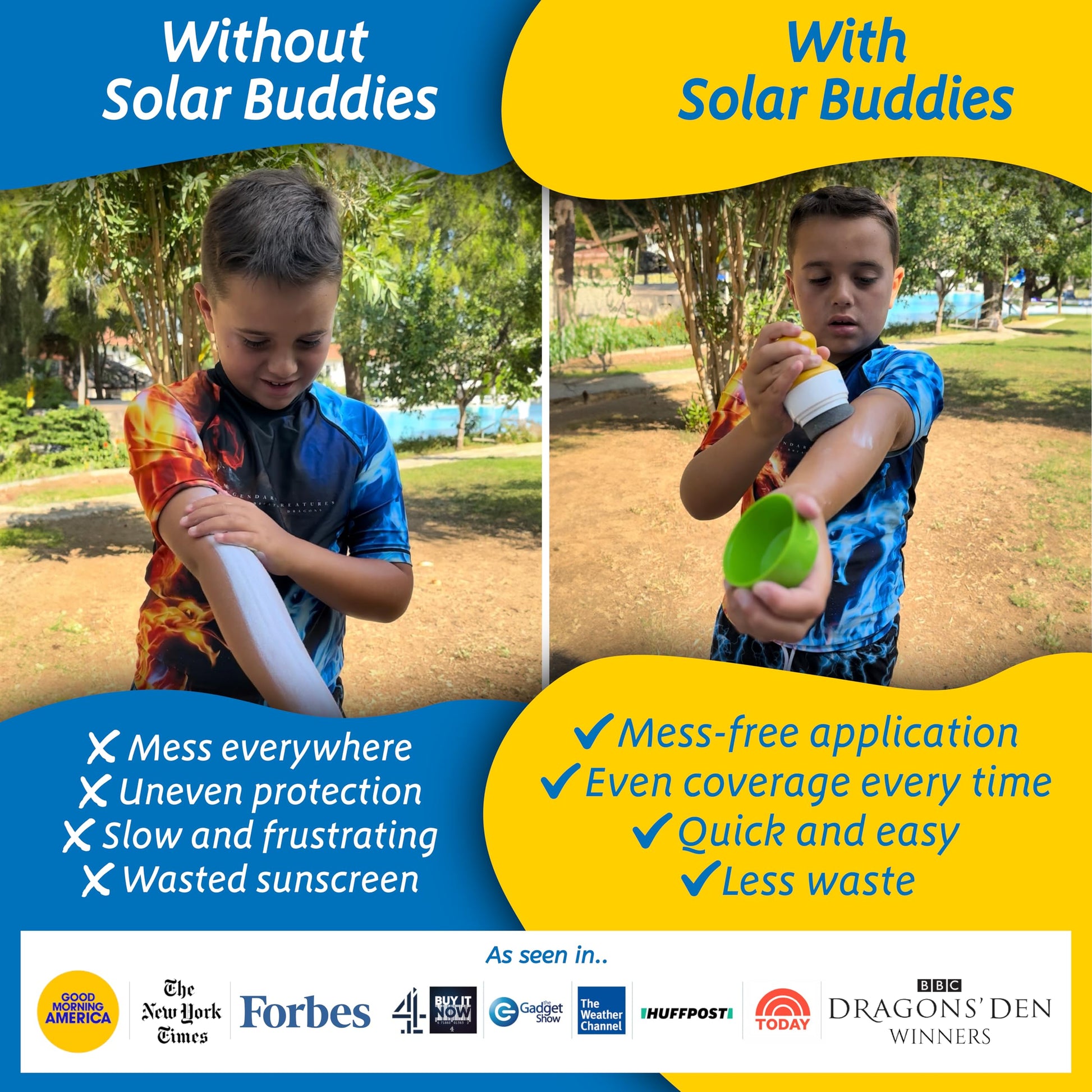 Solar Buddies Sunscreen Applicator - Single Full Green - Refillable Roll on Sponge Sunscreen, Suncream & Lotion Applicator For Kids, Adults & Families - Holds 3.4fl oz, Perfect Size for Travel