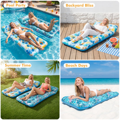 Stonful 2 Pack Inflatable Pool Float Mat, Giant Pool Floats Adult Size with Headrest, Lake Float Raft Water Lounger, Multi-Purpose Swimming Pool Floats Toys for Pool Party, Summer Beach, Outdoor