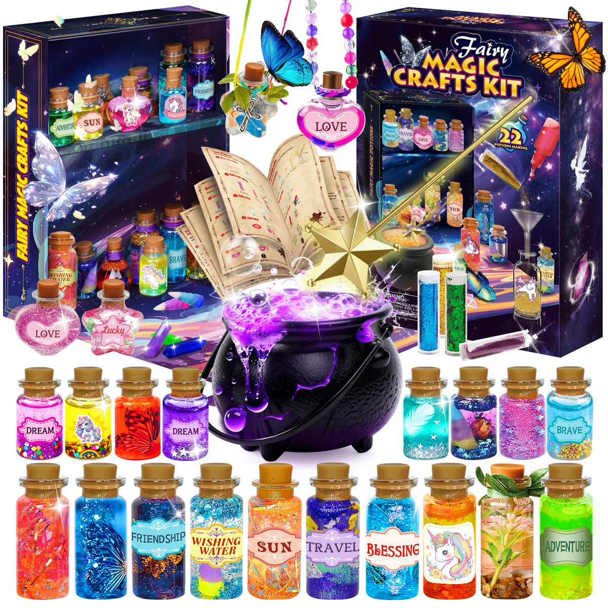 Fairy Unicorn Magic DIY Potion Kits for Girls - 22PCS Bottles Kids Potion Making Kit, Mystery Magic Mix Crafts for Kids Age 6 -8&8-12, Creative Toy for Birthday Christmas Halloween Party 🍁 All In One Marketplace Canada