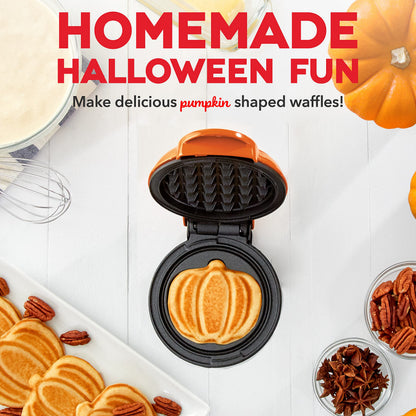 Mini gaufrier Dash (lot de 2) pour gaufres individuelles, galettes de pommes de terre, chaffles céto, avec surfaces antiadhésives faciles à nettoyer, 10 cm, Halloween, orange
