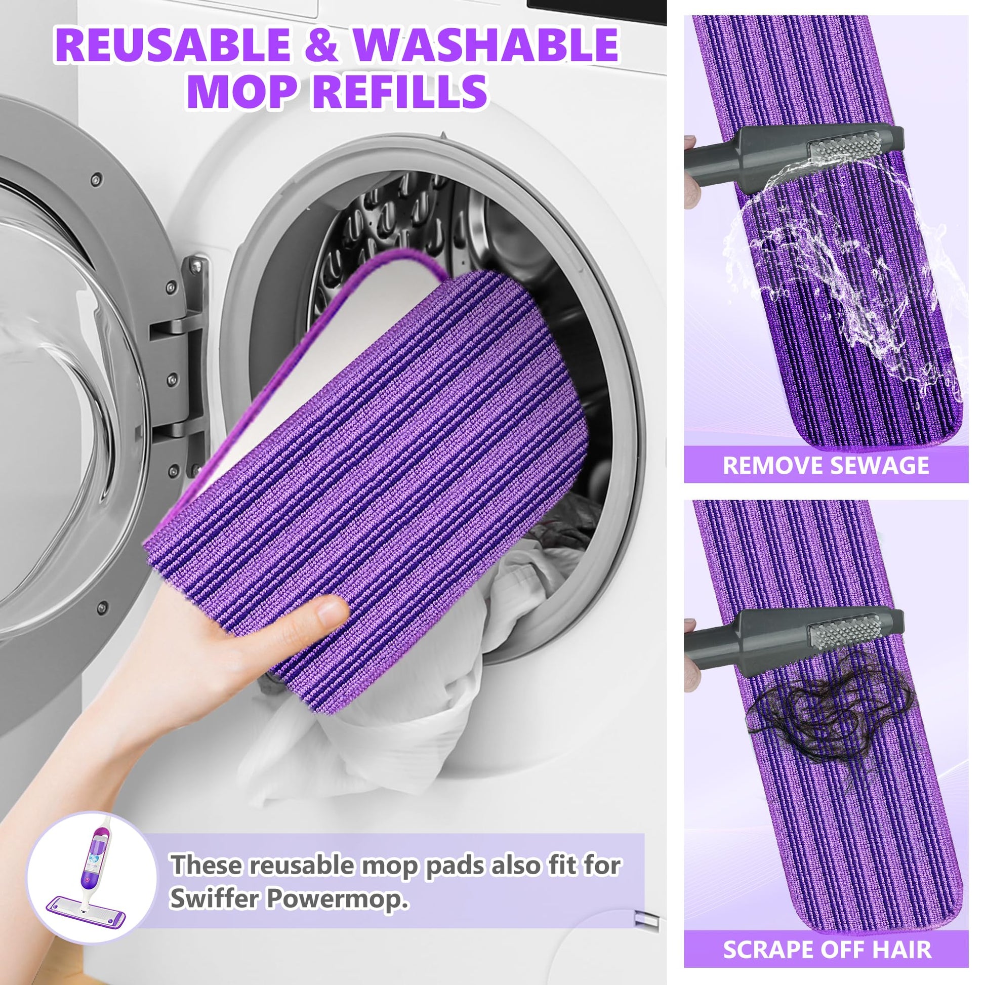 Spray Mops for Hardwood Floor Cleaning, Microfiber Flat Floor Mop with Washable Reusable Pads, Dust Wood Laminate Tile Wet Dry Mopping Head Fit for Disposable Dry Wet Sweeping Refills Cloths - Available at All In One Marketplace Canada