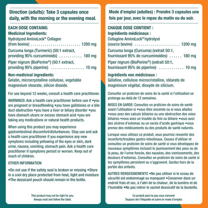 Genacol Anti-Inflammatory (60-Day Supply) – Turmeric Curcumin Supplement with Black Pepper (BioPerine) and Collagen Peptides, Relieves Inflammation, Osteoarthritis Pain Relief, 180 Capsules - Available at All In One Marketplace Canada