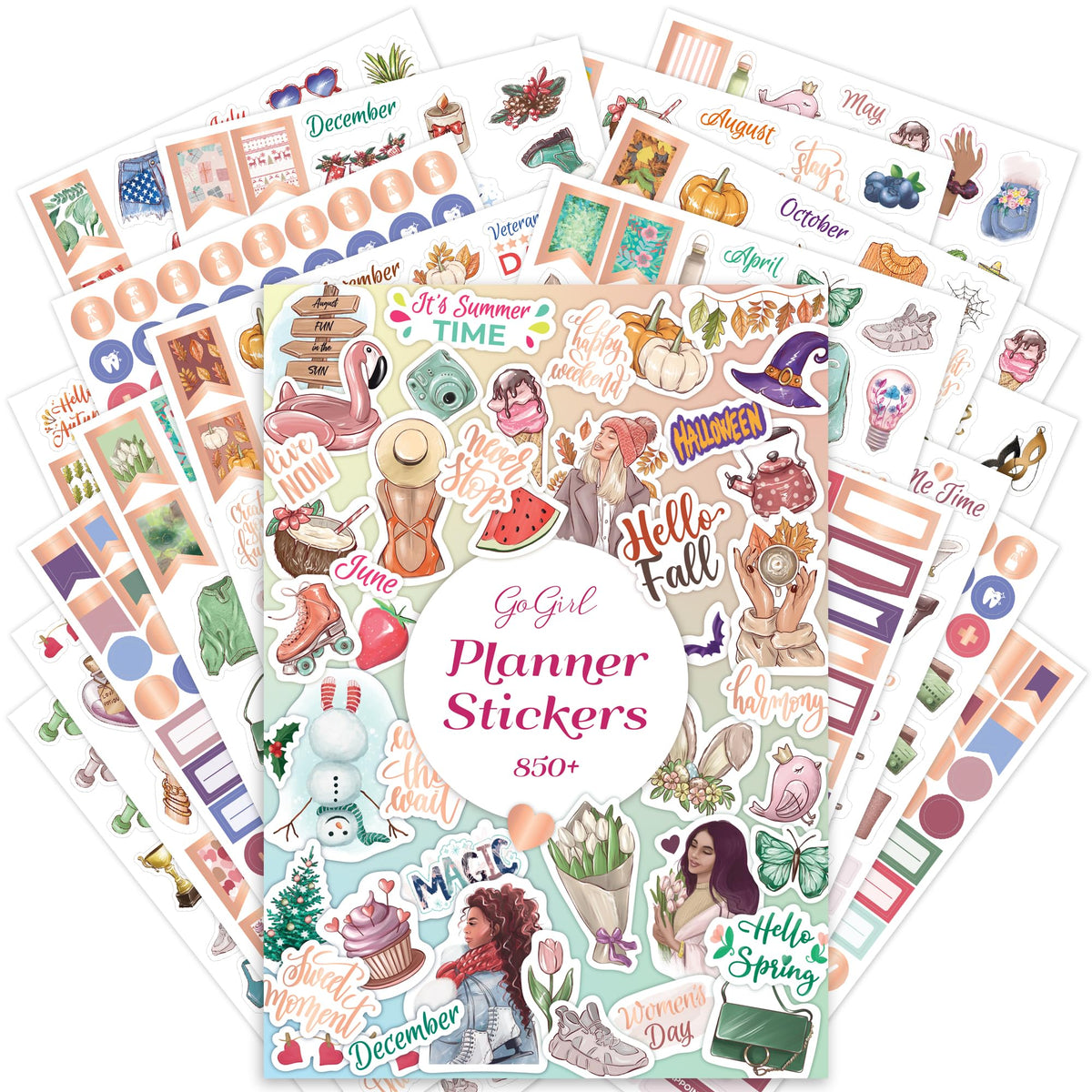 GoGirl Planner Stickers, 850+ Small Aesthetic Calendar & Holiday Book 🍁 All In One Marketplace Canada