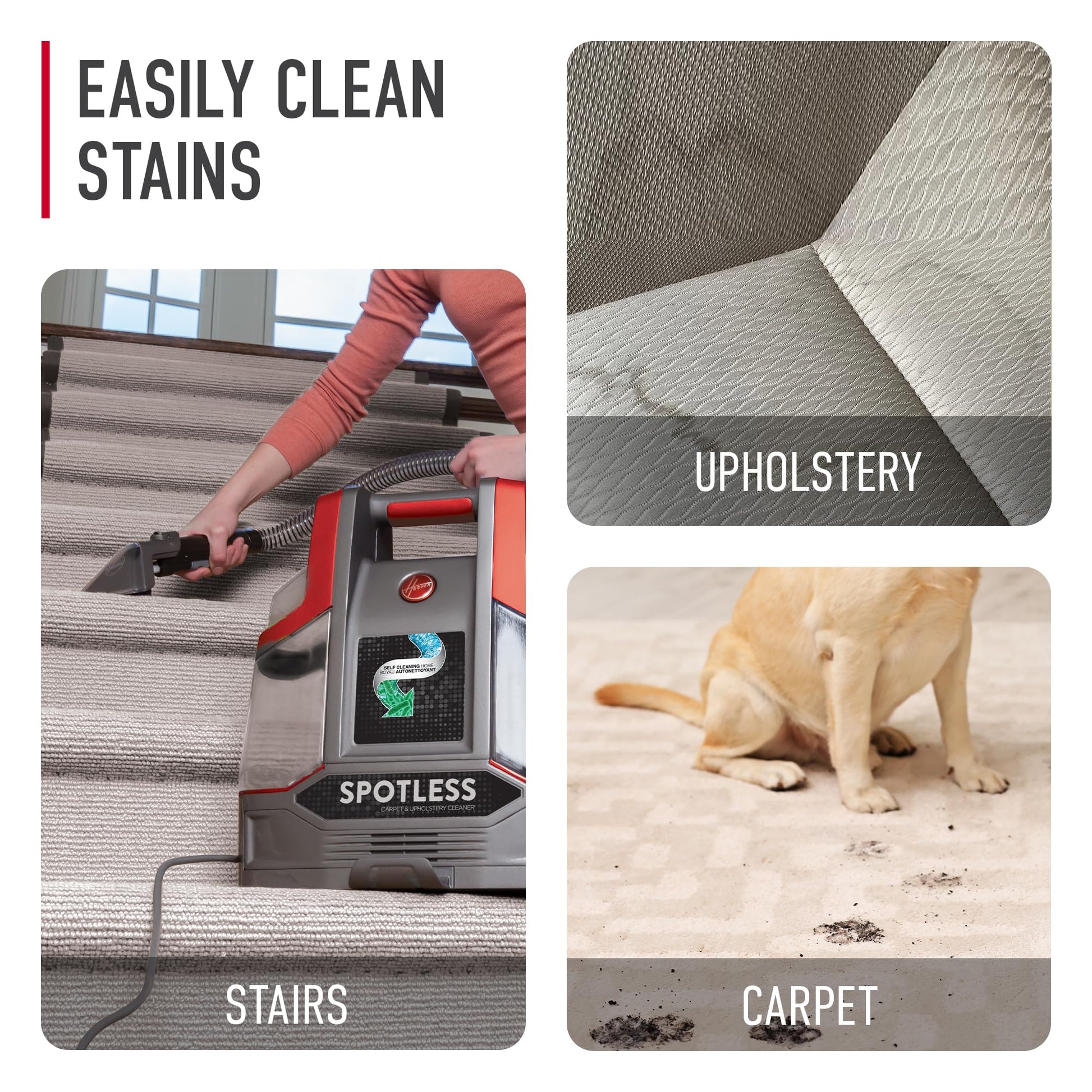 Hoover Spotless Portable Carpet + Upholstery Spot Cleaner Machine, Lightweight Shampooer Machine, Pet Stain Remover, Car and Auto Detailer, Pair with Hoover Carpet Cleaner Solution - Available at All In One Marketplace Canada