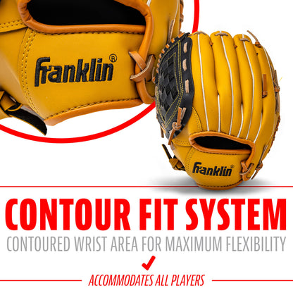 Franklin Sports Baseball and Softball Glove - Fieldmaster Adult + Youth Baseball Gloves - Men's + Women's Infield + Outfield Mitt - Right Hand Throw - 12"