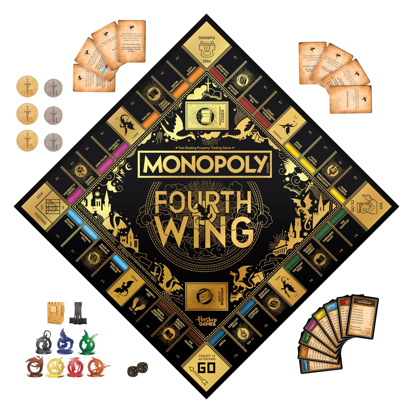 Monopoly Fourth Wing Edition Board Game for Adults | Officially Licensed Game Inspired by the Empyrean Series, Book 1 | 2-6 Players | Ages 17+ Hasbro Gaming