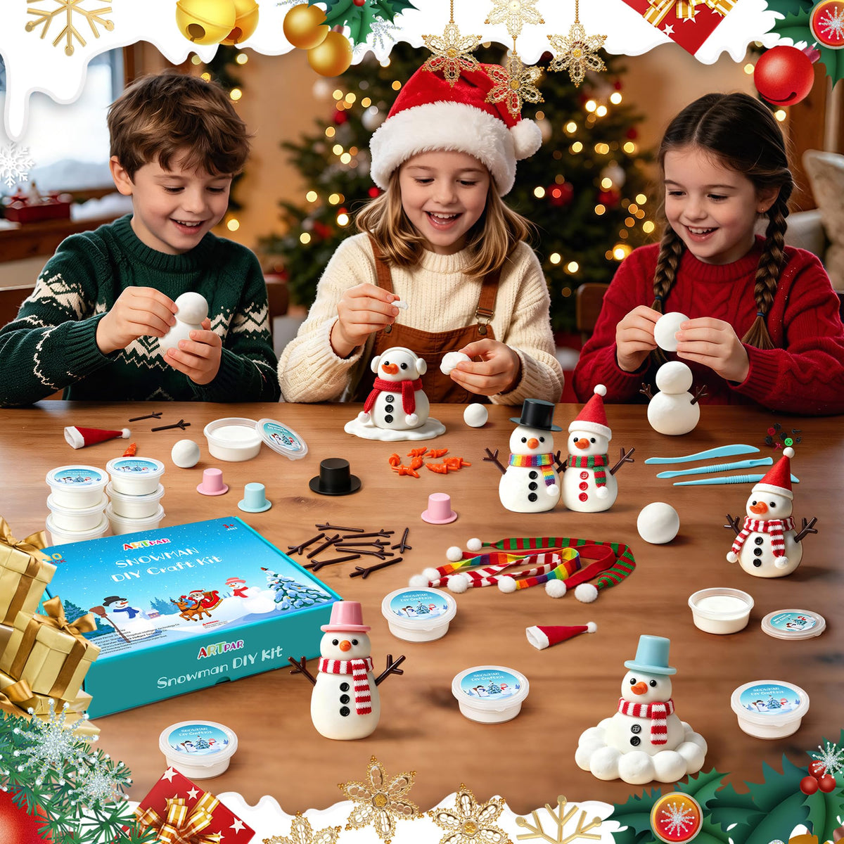 ARTPAR 20 Pk Clay Snowman Kit,Christmas Stocking Stuffers Craft for Kids 🍁 All In One Marketplace Canada
