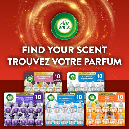 Air Wick Plug In Scented Oil Air Freshener Refills for Home – Infused with Essential Oils – 10 Count – Apple Cinnamon Scent – Mega Value Pack - Available at All In One Marketplace Canada