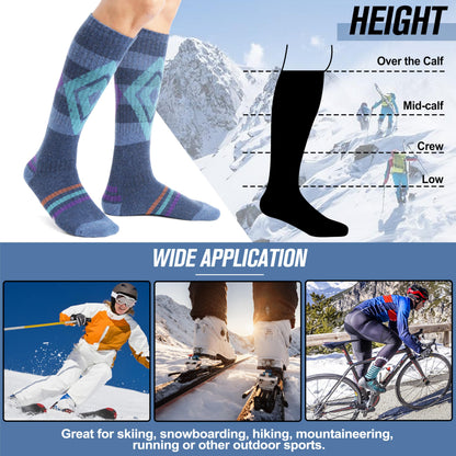Welwoos Merino Wool Ski Socks for Mens Womens Thermal Winter Thick Warm Long Socks for Skiing Outdoor Sports Snowboarding 3 Pairs Gifts Stocking Stuffers for Men Women (Assorted,M) 🍁 All In One Marketplace Canada