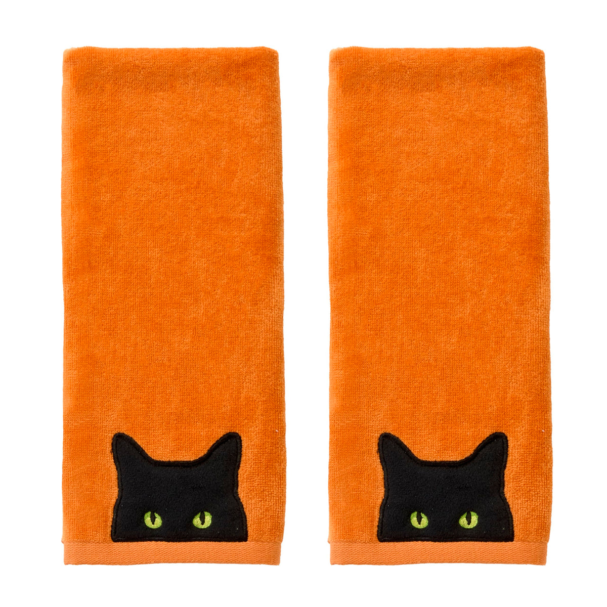 SKL Home Halloween Shadows Eyes Hand Towel Set-2pc, 100% Cotton, Orange