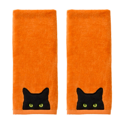 SKL Home Halloween Shadows Eyes Hand Towel Set-2pc, 100% Cotton, Orange