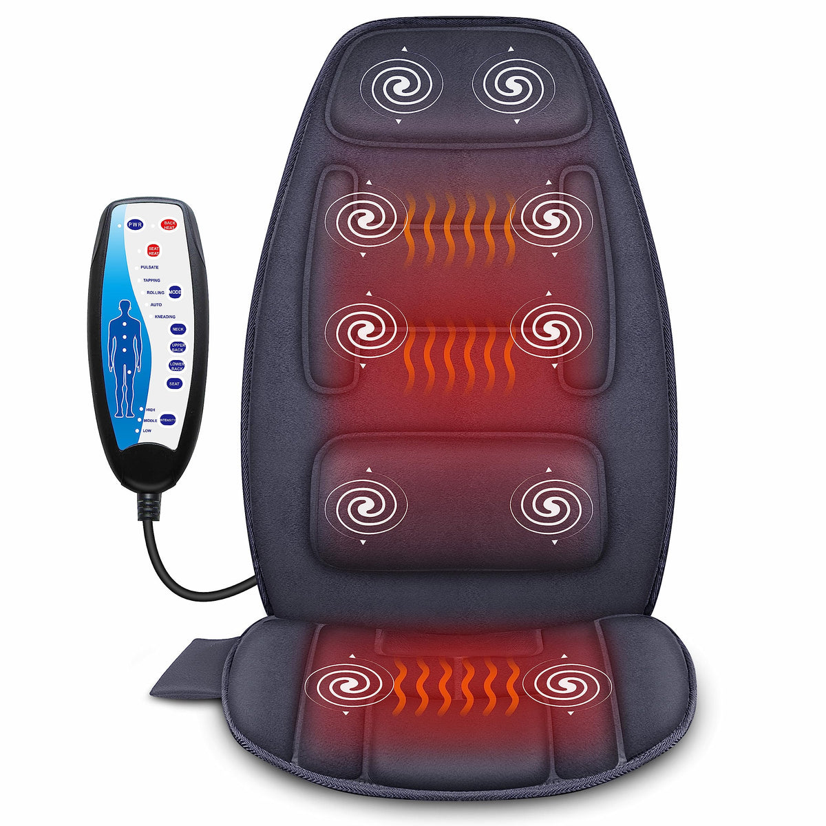 Snailax Massage Seat Cushion, Back Massage Chair Pad with Heat, Full Back and Thighs Massage with 10 Vibration Massage Motors, 2 Heat Levels, Christmas Gifts for men 🍁 All In One Marketplace Canada