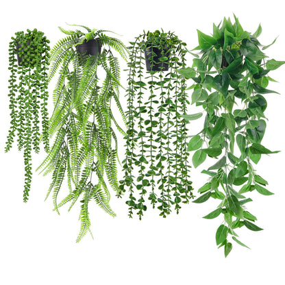 Der Rose 4Pcs Fake Plants, Artificial Plants Fake Hanging Plants for Boho Home Bathroom Bedroom Living Room Office Wall Shelf Decor Indoor Outdoor - Available at All In One Marketplace Canada