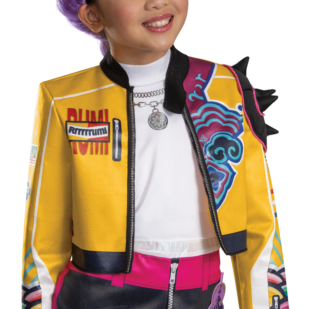 K-Pop Demon Hunters Rumi Costume, Official Halloween Jumpsuit and Top Dress Up Outfit, Kids Size (7-8)