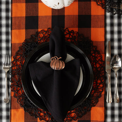DII 100-Percent Cotton, Machine Washable, Dinner, Halloween Table Runner 14x108", Orange and Black Buffalo Check