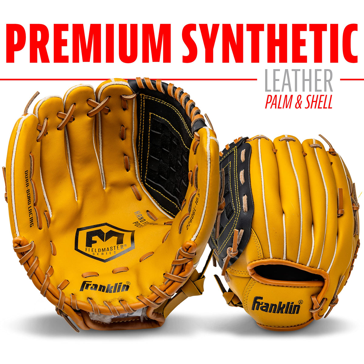 Franklin Sports Baseball and Softball Glove - Fieldmaster Adult + Youth Baseball Gloves - Men's + Women's Infield + Outfield Mitt - Right Hand Throw - 12"