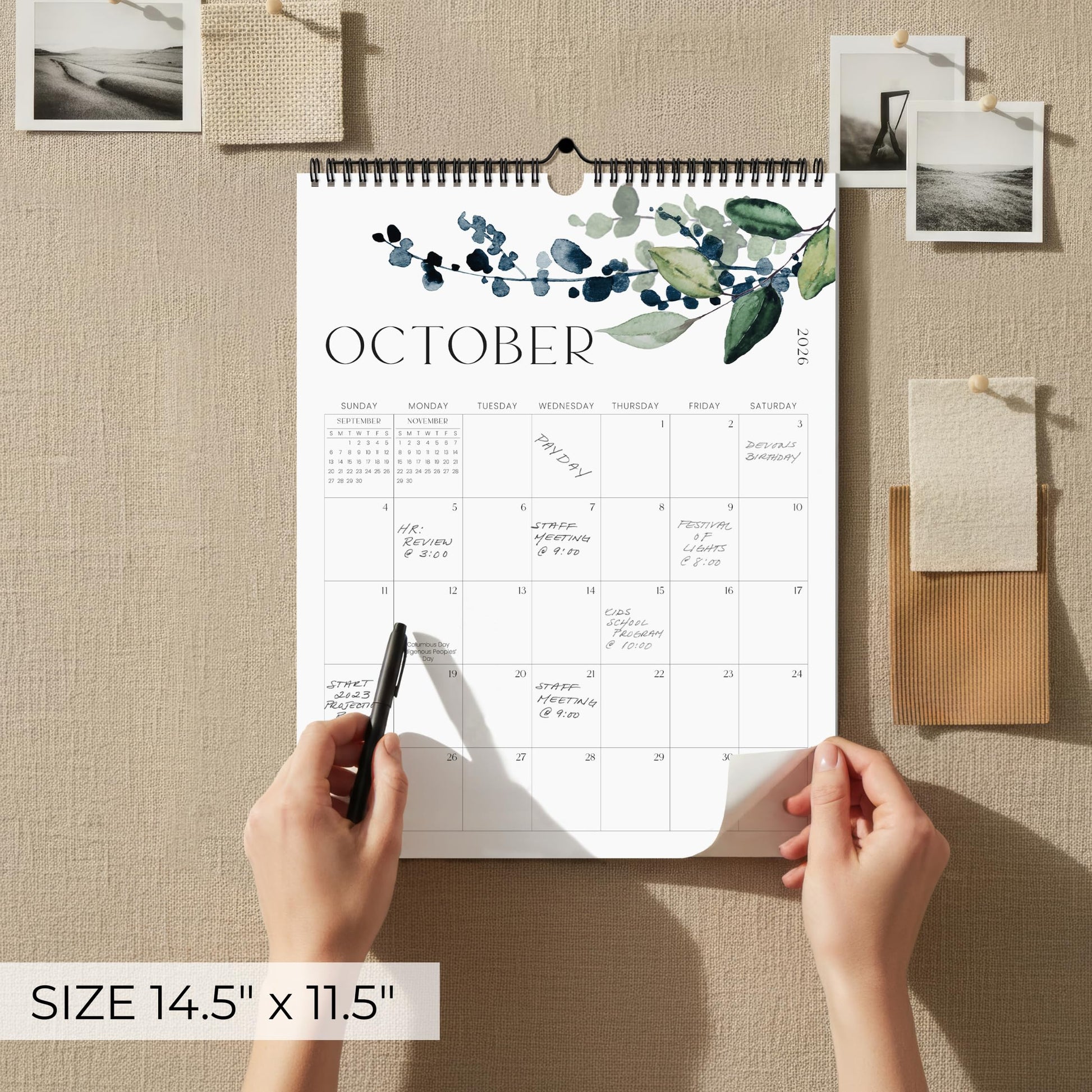 Aesthetic 2026-2027 Wall Calendar - Runs from January 2026 Until July 2027 - The Perfect Modern Greenery Calendar Planner for Easy Organizing