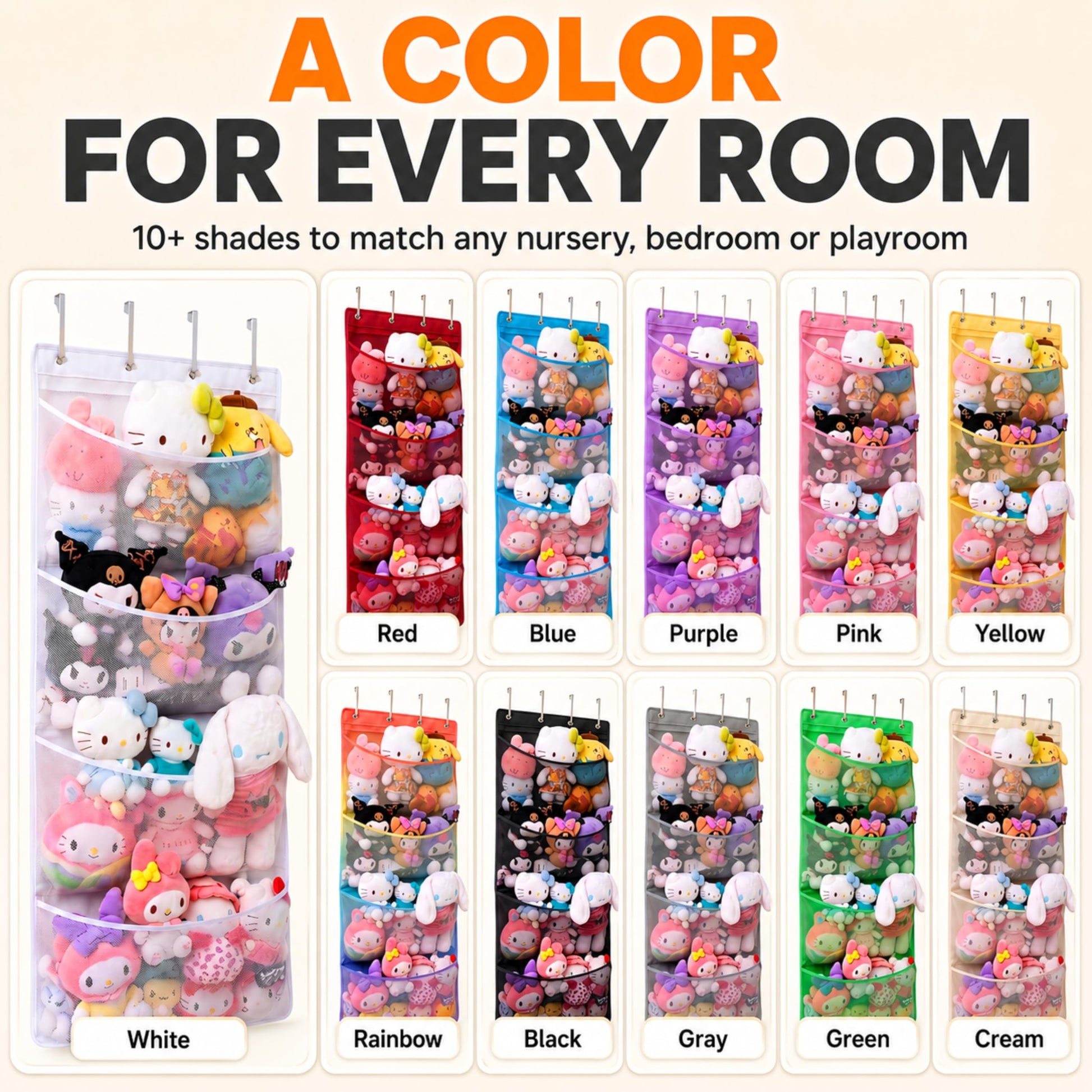 The Original Stuffed Animal Storage (Patent Pending) - Over Door Organizer for Stuffies, Baby Accessories, Toy Plush Storage / Hammock Hanging Storage Net Big Girls Toddler Large Bag Animals stuffy