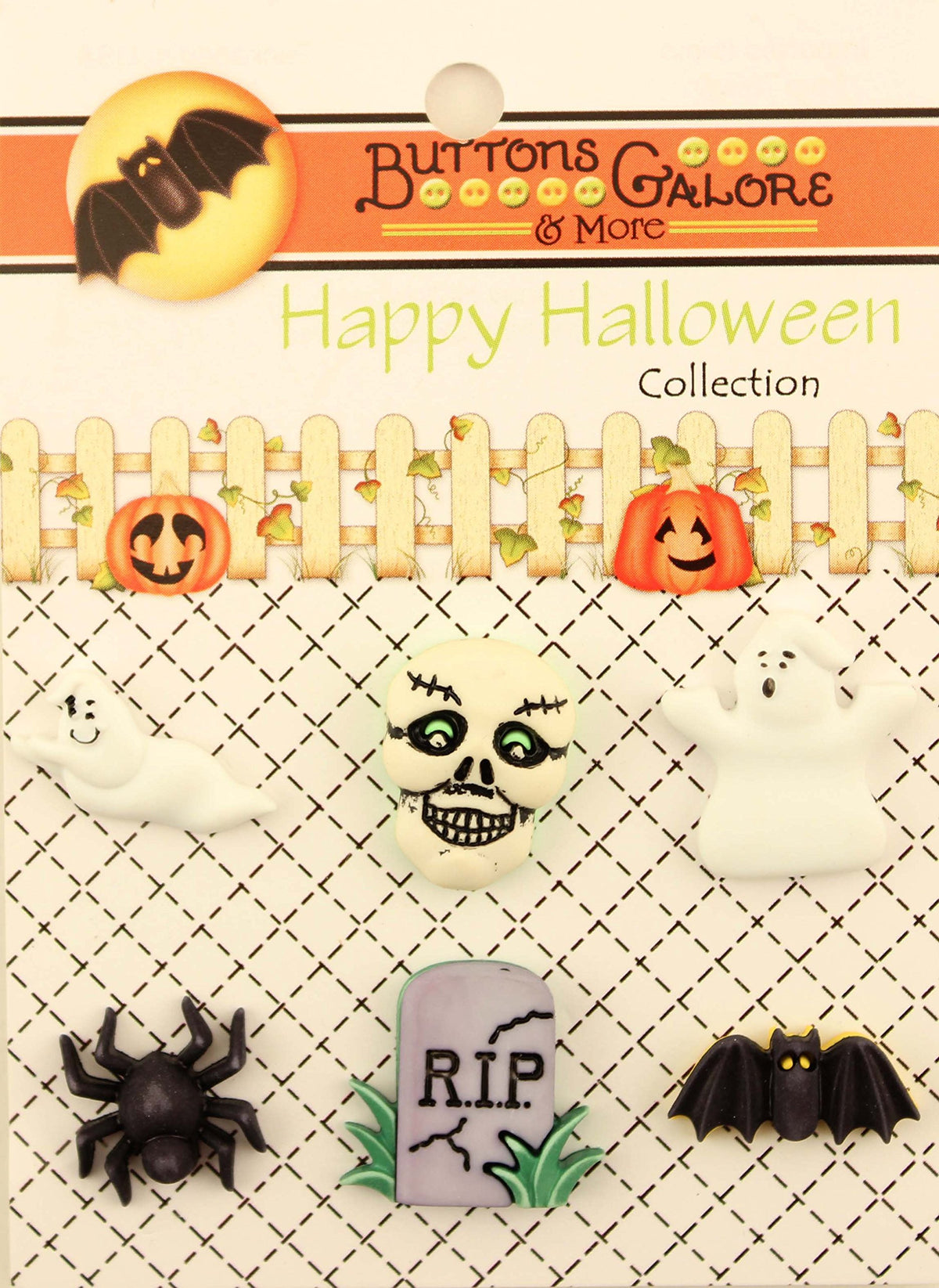 Buttons Galore HHGROUP Happy Halloween - Lot de 6 cartes de boutons
