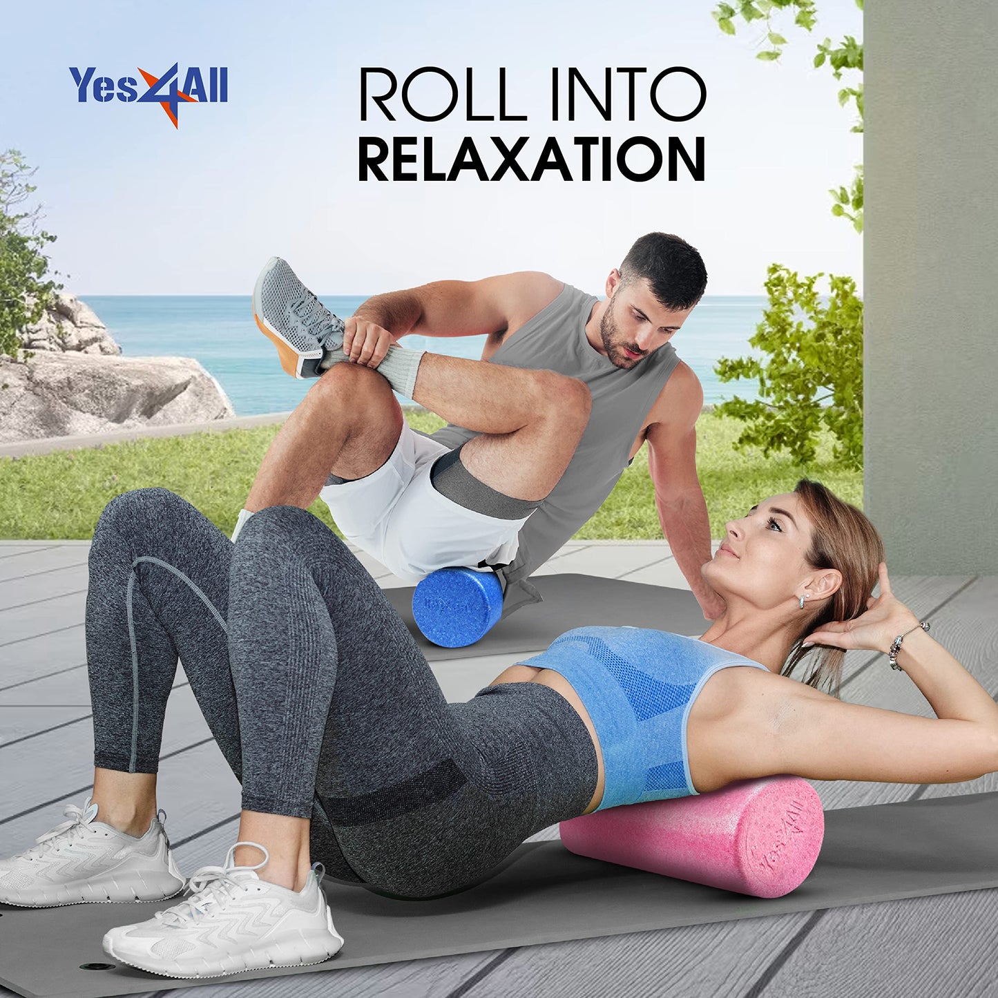 Yes4All High-Density EPP Round Back Roller Foam, Foam Roller for Yoga, Pilates & Stretching - 12, 18, 24, 36 inch