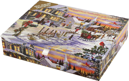 Village Sleigh Ride Deluxe Boxed Holiday Cards (20 cards, 21 self-sealing envelopes) 🍁 All In One Marketplace Canada