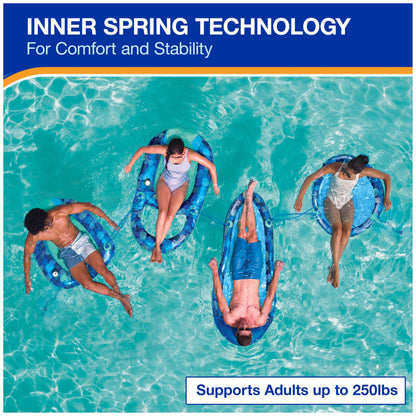 Swimways Elite Spring Float Recliner Pool Lounger, Inflatable Pool Floats Adult with Fast Inflation, Pool Recliner for Adults up to 250 lbs SwimWays
