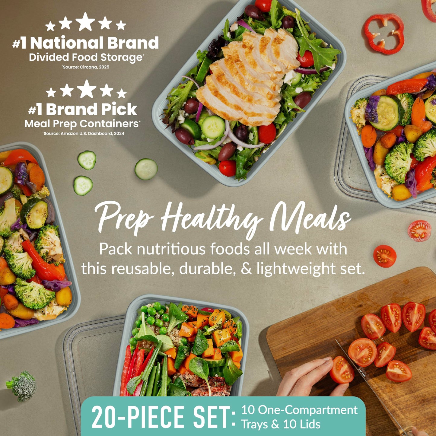 Bentgo Prep 1-Compartment Meal-Prep Containers with Custom-Fit Lids - Microwaveable, Durable, Reusable, BPA-Free, Freezer and Dishwasher Safe Food Storage Containers - 10 Trays & 10 Lids (Mint) - Available at All In One Marketplace Canada