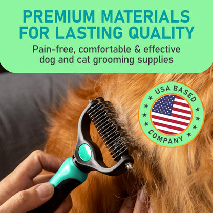Maxpower Planet Pet Grooming Brush - Double Sided Shedding, Dematting - Undercoat Rake Dogs - Dog Grooming Brush - Deshedding Brush for Dogs - Dog Brush, Cat Brush, Reduce Shedding by 95%, Turquoise