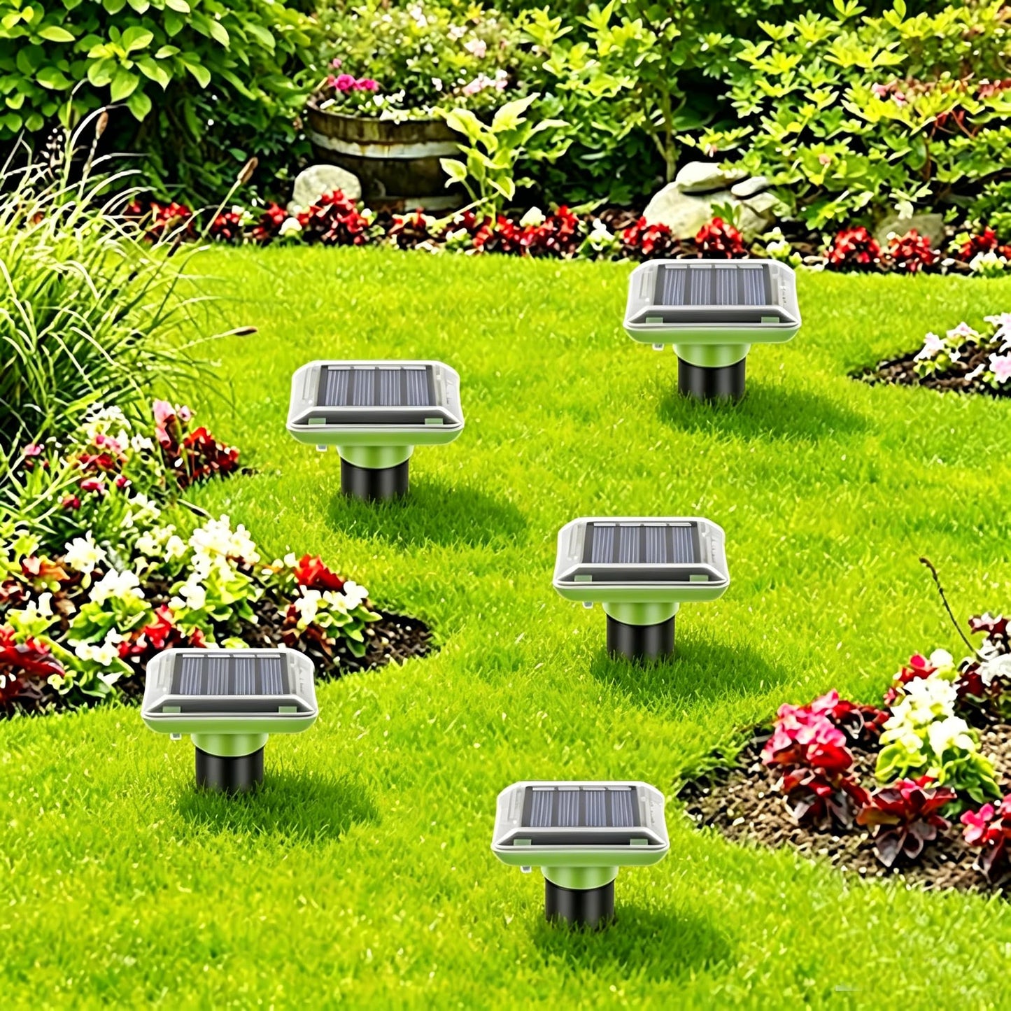 Solar-Powered Animal Ground Stakes 4 Pack, Waterproof Outdoor Yard Protector Accessories for Lawn, Yard and Garden (Green) - Available at All In One Marketplace Canada