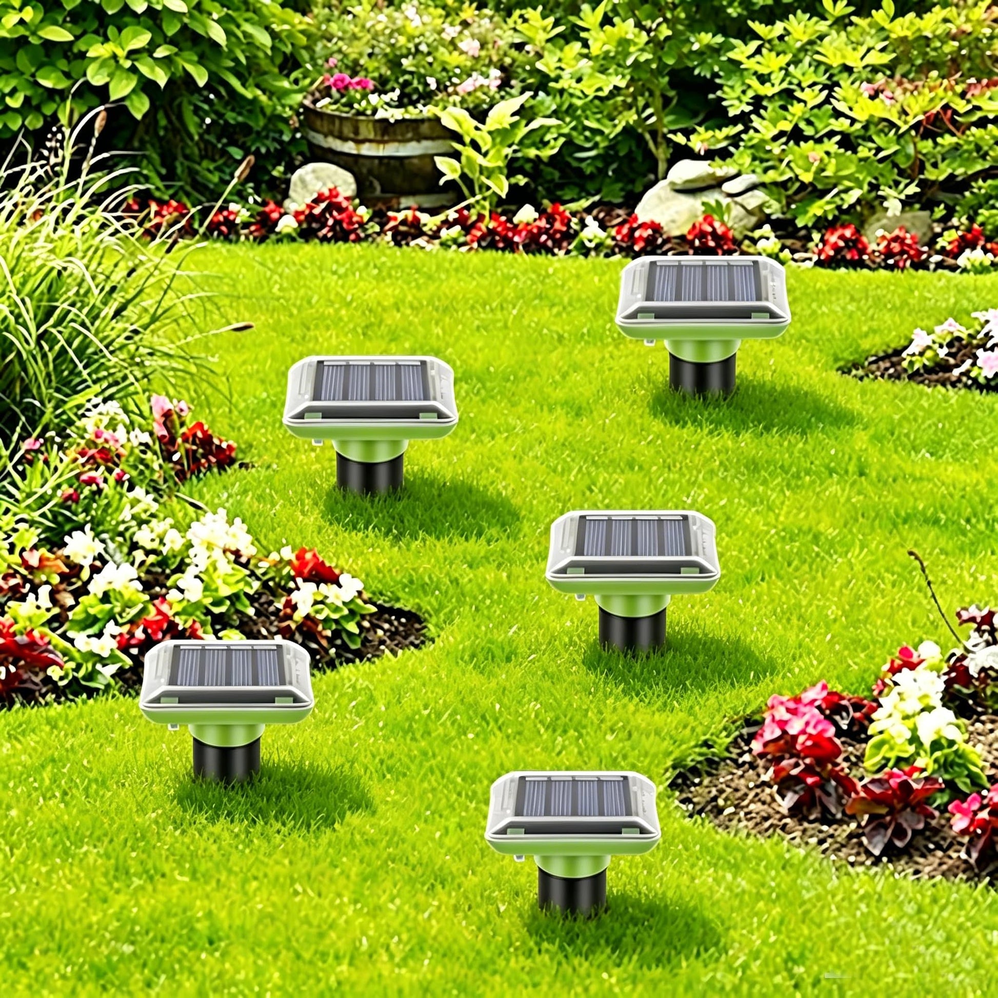 Solar-Powered Animal Ground Stakes 4 Pack, Waterproof Outdoor Yard Protector Accessories for Lawn, Yard and Garden (Green) - Available at All In One Marketplace Canada