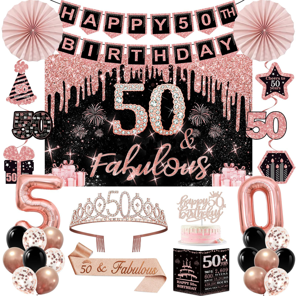 50th Birthday Decorations for Women, 32PCS 50th Birthday Party Decorations 🍁 All In One Marketplace Canada