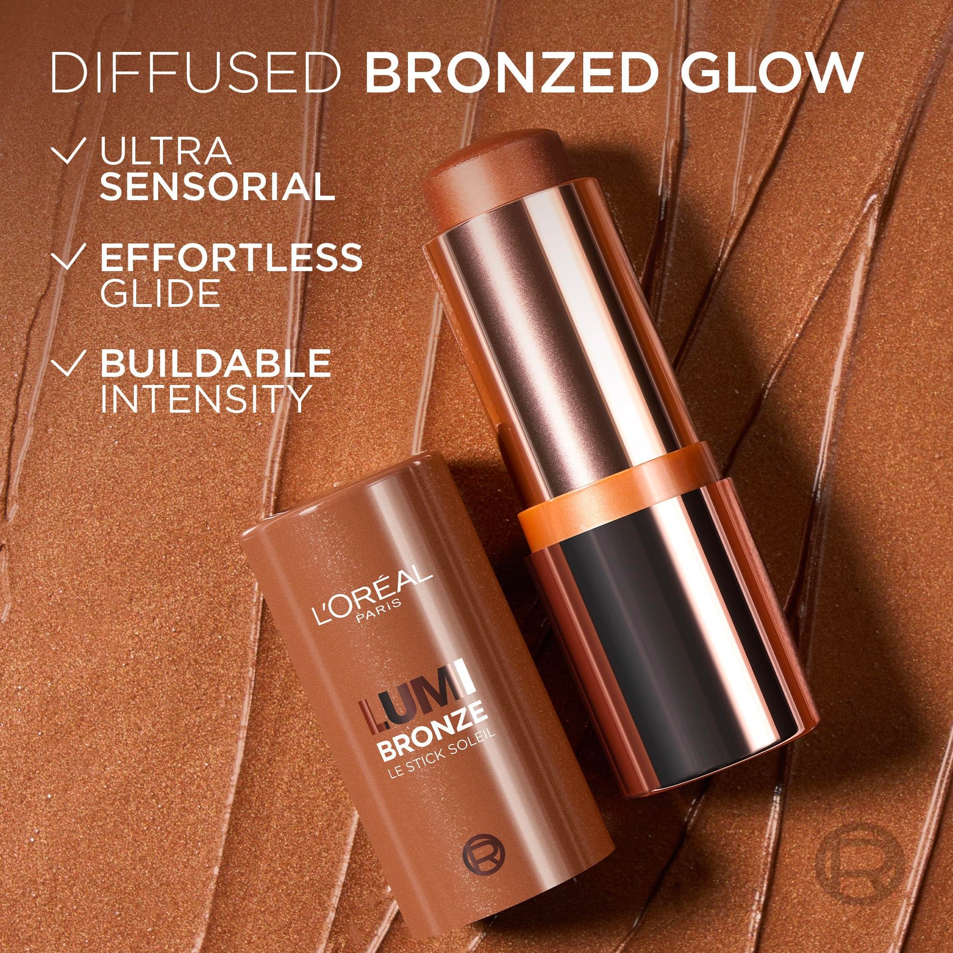 L'Oréal Paris LUMI Bronzer Le Stick Soleil, Cream-to-powder Multi-Use Bronzer Stick, Buildable & Blendable Contour, Non-Cakey Finish, 110 Toasted Sunlight, 9g - Available at All In One Marketplace Canada