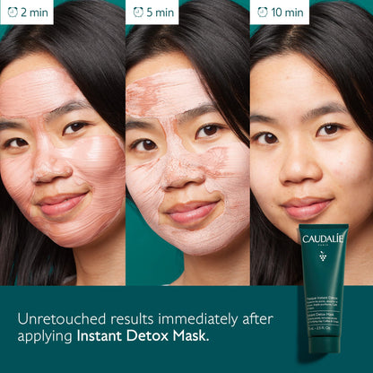 Caudalie Instant Detox Mask 75ml - Cleanse and visibly tighten pores in 10 minutes, with Pink Clay and Caffeine for more Luminous, Clearer-Looking Skin, Fragrance-free and Vegan - Available at All In One Marketplace Canada